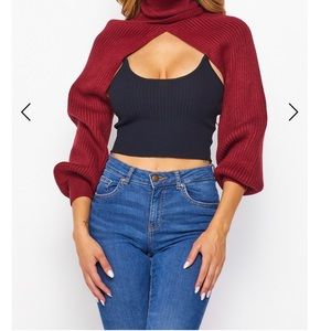 Turtle Neck Shoulder Cover Sweater. *Does not include under shirt